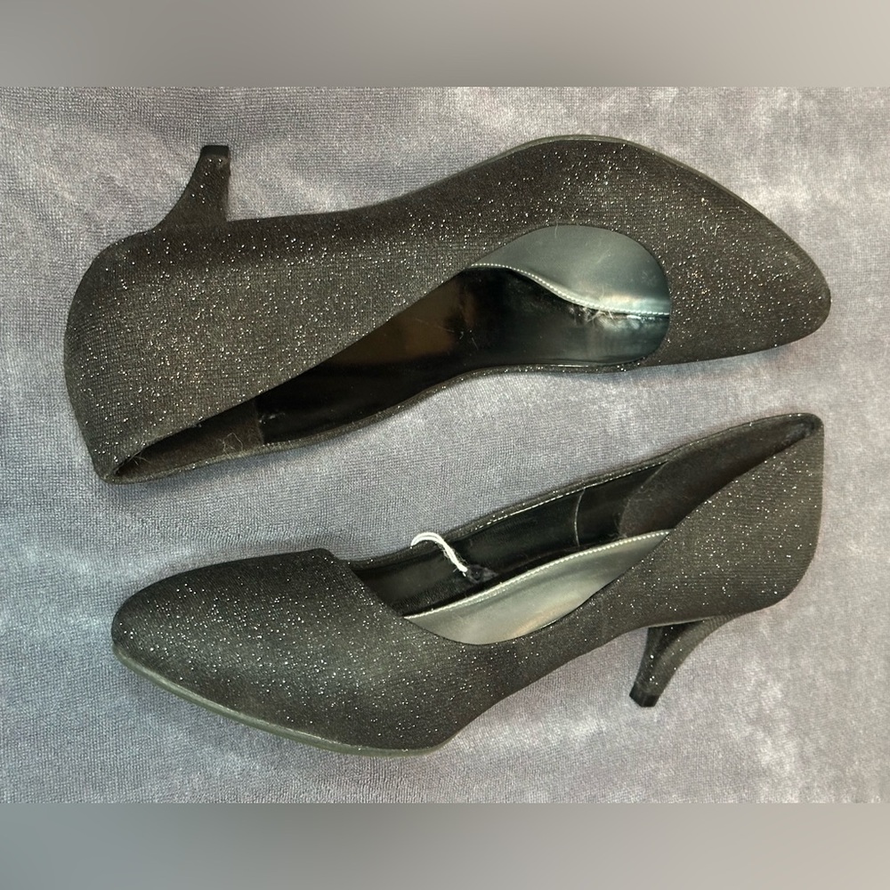 Fioni Black Glitter Heels
